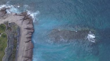 Tenerife Adası kanarya İspanya Atlantik Okyanusu dron üstten görünüm 4k Uhd video havadan görünümü