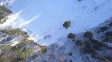 Kış alan Krimulda Letonya hava dron üstten görünüm 4k Uhd video
