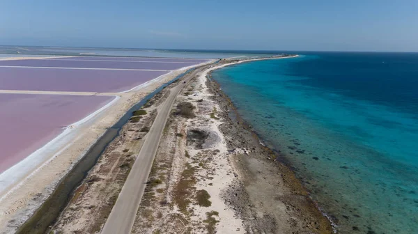 Троянди Кариби Соляні Озера Бонайре Острів Drone Антена Вид Зверху — стокове фото