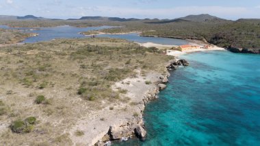 deniz plaj sahil Bonaire Adası Karayip Denizi havadan dron üst