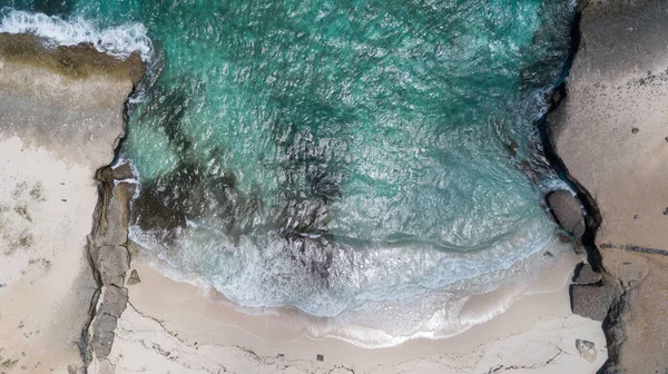 Mar Playa Costa Bonaire Isla Caribe Mar Aéreo Drone Top — Foto de Stock