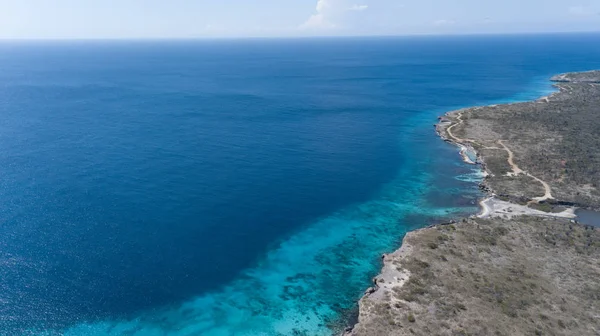 Meer Strand Küste Bonaire Insel Karibik Meer Antenne Drohne Top — Stockfoto