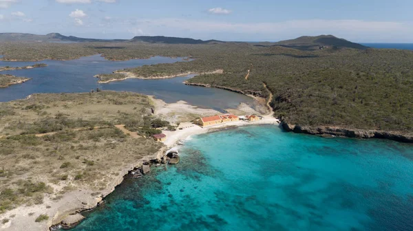 Mer Plage Côte Bonaire Île Caraïbes Mer Aérienne Drone Top — Photo