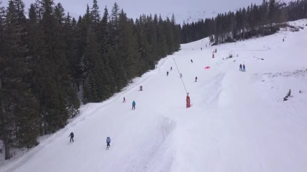 Sneeuw Slowakije Ski Winter Jasna Europa Luchtfoto Drone Top Uitzicht — Stockvideo