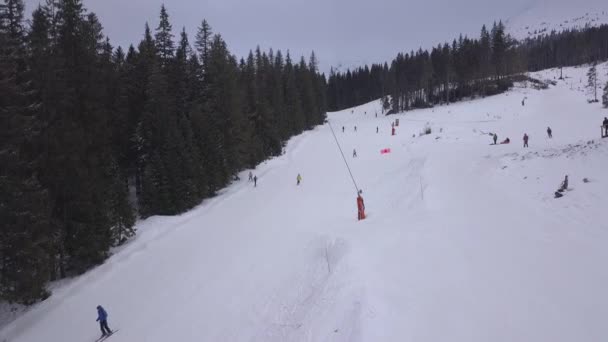 Śnieg Słowacja Narty Zima Jasna Europa Antenowe Drone Górskich — Wideo stockowe