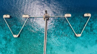 Karayip tuz liman Bonaire Island Hava dron üstten görünüm