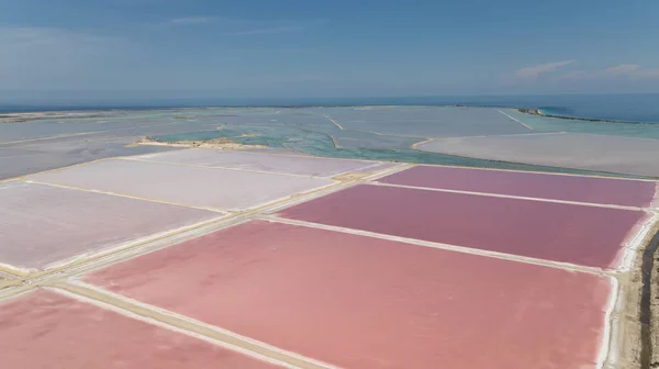 Rose Caraïbe Sel Lac Bonaire Île Aérienne Drone Vue Dessus — Photo