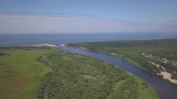 Gauja Río Letonia Desagüe Mar Báltico Avión Tripulado Vista Superior — Vídeos de Stock