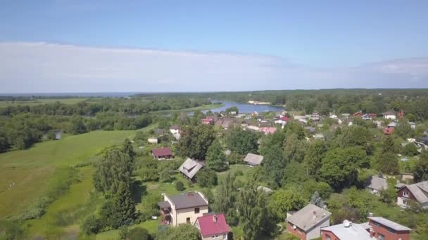 Gauja Río Letonia Desagüe Mar Báltico Avión Tripulado Vista Superior — Vídeo de stock