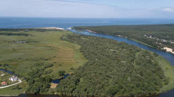 Gauja River Latvia Drain Baltic Sea Aerial Drone Top View — Stock Photo, Image