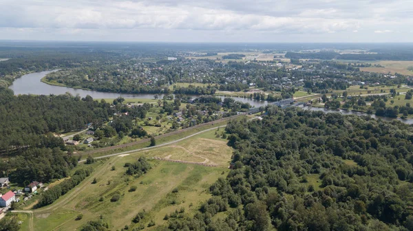 Gauja River Latvia Drain Baltic Sea Aerial Drone Top View — 图库照片