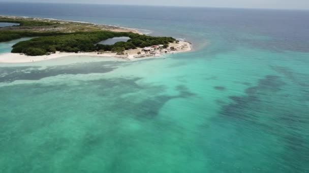 Mar Praia Costa Bonaire Ilha Caribe Mar Drone Aéreo Vista — Vídeo de Stock