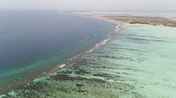Deniz Plaj Sahil Bonaire Adası Karayip Denizi Havadan Dron Üstten — Stok fotoğraf