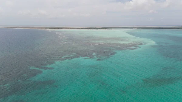 Sea Beach Coast Bonaire Island Caribbean Sea Aerial Drone Top — Stock Photo, Image