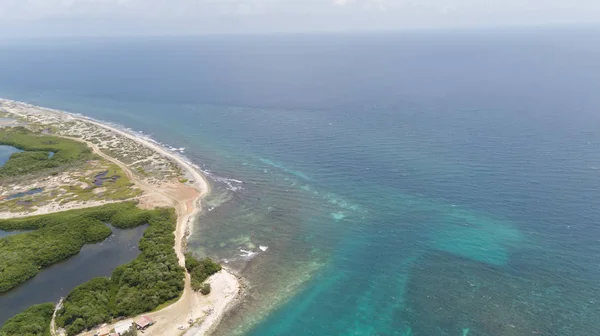 Meer Strand Küste Bonaire Insel Karibik Meer Antenne Drohne Draufsicht — Stockfoto