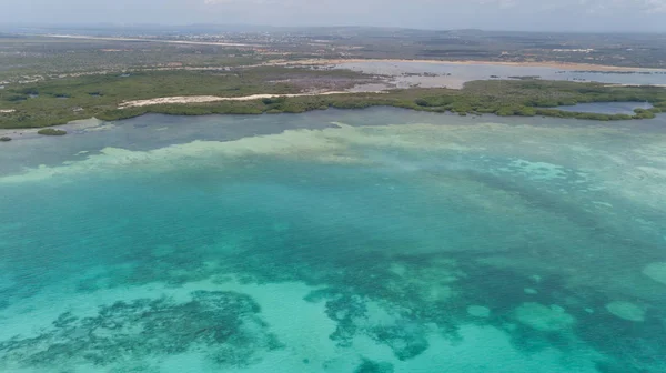 Meer Strand Küste Bonaire Insel Karibik Meer Antenne Drohne Draufsicht — Stockfoto