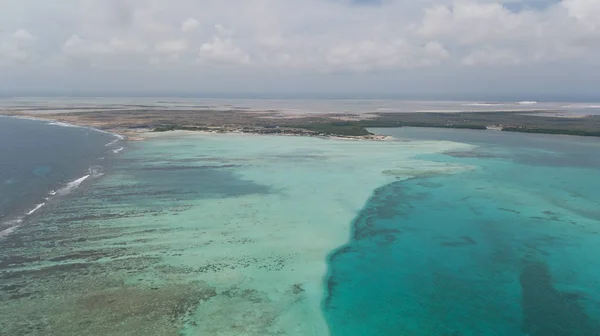 Deniz Plaj Sahil Bonaire Adası Karayip Denizi Havadan Dron Üstten — Stok fotoğraf