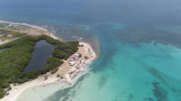 Meer Strand Küste Bonaire Insel Karibik Meer Antenne Drohne Draufsicht — Stockfoto