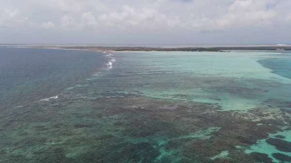 Sea Beach Coast Bonaire Island Caribbean Sea Aerial Drone Top — Stock Photo, Image