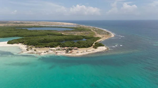 Mar Playa Costa Bonaire Isla Mar Caribe Avión Tripulado Vista — Foto de Stock