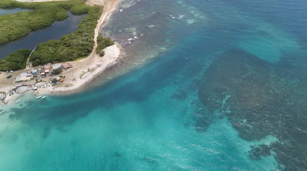 Mar Praia Costa Bonaire Ilha Caribe Mar Drone Aéreo Vista — Fotografia de Stock