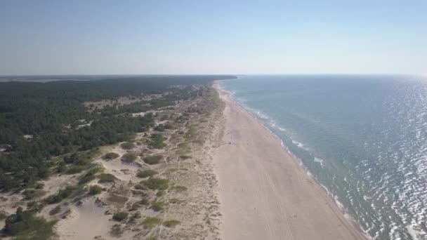Пляж Побережье Балтийского Моря Ventspils Kurzeme Air Drone Top View — стоковое видео