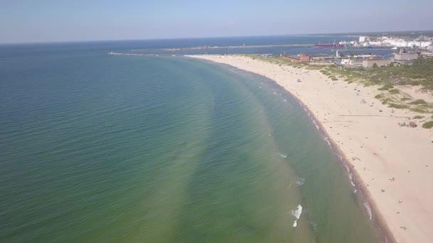 Mar Báltico Costa Praia Ventspils Kurzeme Drone Aéreo Vista Superior — Vídeo de Stock