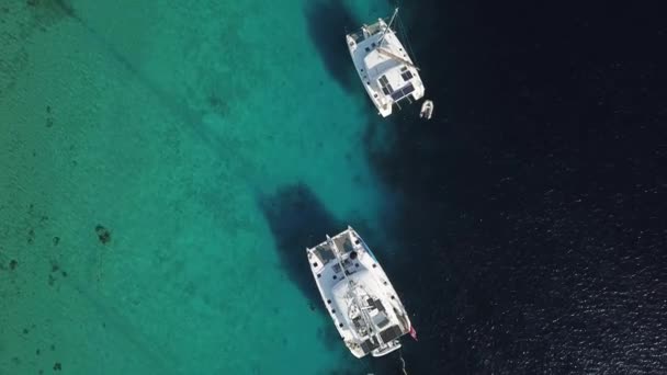 Caribbean Barca Yacht Port Insula Bonaire Aeriene Drone Vedere Sus — Videoclip de stoc