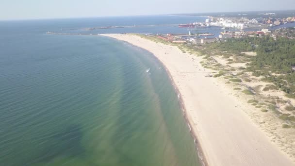 Mar Báltico Costa Praia Ventspils Kurzeme Drone Aéreo Vista Superior — Vídeo de Stock