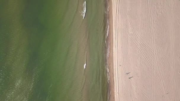 波罗的海海岸海滩文茨皮尔斯库尔泽姆空中无人机顶部查看 Uhd — 图库视频影像