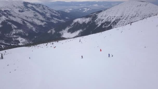 Śnieg Słowacja Narty Zima Jasna Europa Antenowe Drone Górskich — Wideo stockowe