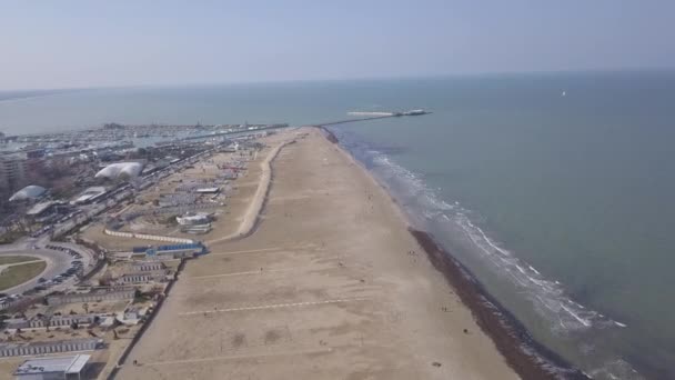 Rimini Deniz Sahil Plaj Talya Hava Dron Üstten Görünüm Uhd — Stok video