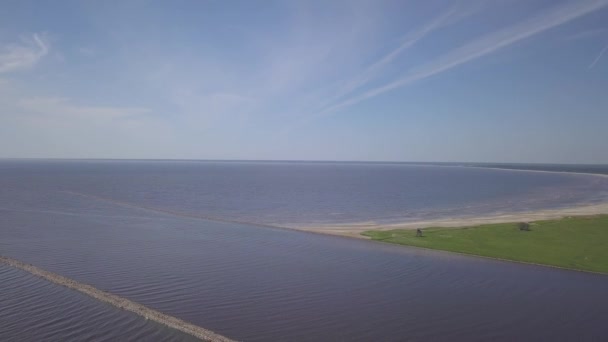Baltık Denizi Kıyısında Plaj Parnu Estonya Hava Dron Üstten Görünüm — Stok video
