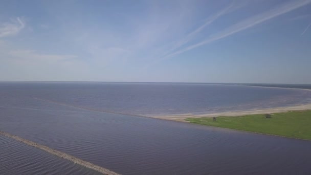 Baltische Zee Kust Beach Parnu Estland Luchtfoto Drone Bovenaanzicht Uhd — Stockvideo