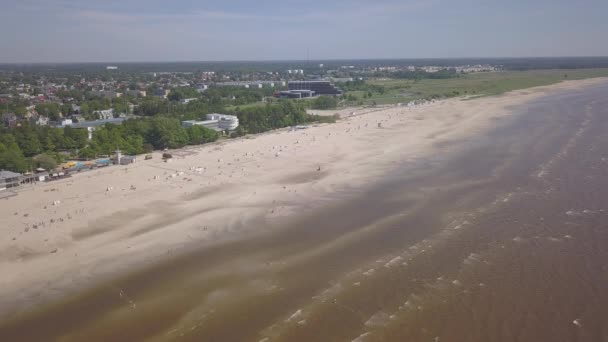 Baltic Sea Coast Beach Parnu Estonia Aerial Drone Top View — Stock Video