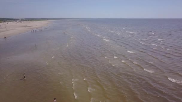 Baltische Zee Kust Beach Parnu Estland Luchtfoto Drone Bovenaanzicht Uhd — Stockvideo