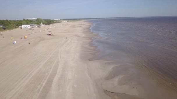 Morza Bałtyckiego Wybrzeża Plaży Parnawa Parnu Estonia Antenowe Drone Widok — Wideo stockowe