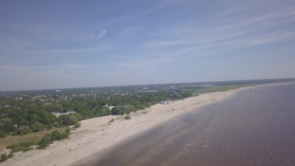 Morza Bałtyckiego Wybrzeża Plaży Parnawa Parnu Estonia Antenowe Drone Widok — Wideo stockowe