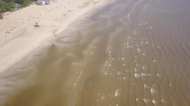 Östersjöns Kust Beach Pärnu Estland Antenn Drönare Ovanifrån Uhd Video — Stockvideo