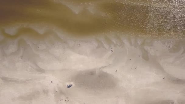 Baltische Zee Kust Beach Parnu Estland Luchtfoto Drone Bovenaanzicht Uhd — Stockvideo