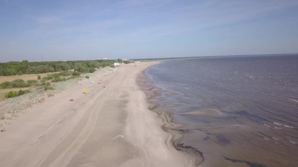 Пляж Побережье Балтийского Моря Parnu Эстония Воздушный Дрон Вид Сверху — стоковое видео