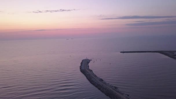 Παραλία Στις Ακτές Της Βαλτικής Θάλασσας Ventspils Kurzeme Εναέριο Κηφήνα — Αρχείο Βίντεο