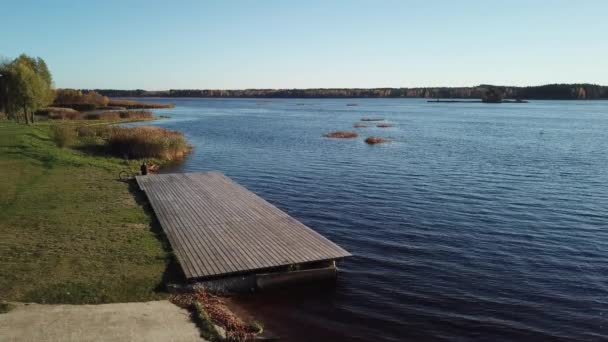 Ikskile Lotyšsko Daugava River Saint Meinhard Ostrov Letecké Dron Pohled — Stock video