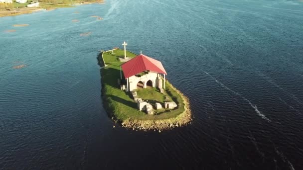 Ποταμός Daugava Λετονία Ikskile Σεν Meinhard Νησί Εναέριο Κηφήνα Κάτοψη — Αρχείο Βίντεο