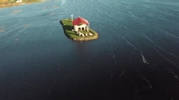 Ikšķile Łotwa Dźwiny Saint Meinhard Wyspa Antenowe Drone Widok Góry — Wideo stockowe