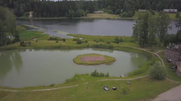 Amatciems Lac Drone Aérien Vue Dessus Uhd Vidéo Lettonie — Video