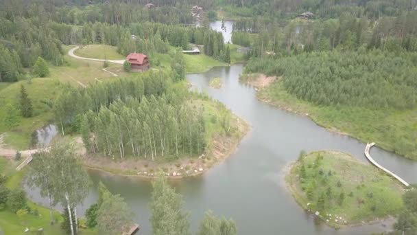 Amatciems Jezioro Antena Drone Top Widok Uhd Wideo Łotwa — Wideo stockowe
