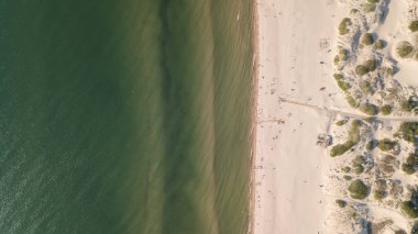 Baltık Denizi sahil plajı Ventspils Kurzeme hava aracı üst görüntüsü