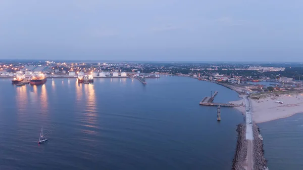 Harbor Ventspils Łotwa Widok Lotu Ptaka Wieś — Zdjęcie stockowe