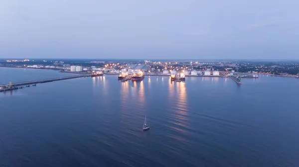 Harbor Ventspils Lettország Aerial View Countryside Drone Top View — Stock Fotó